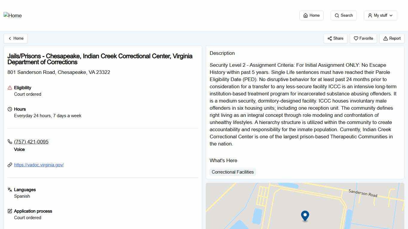 Jails/Prisons - Chesapeake, Indian Creek Correctional Center, Virginia Department of Corrections